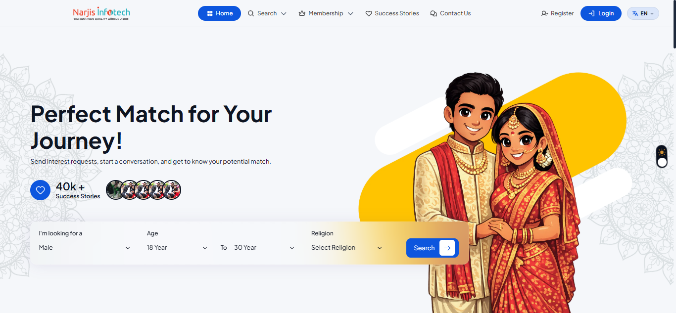 Homepage – options and actions