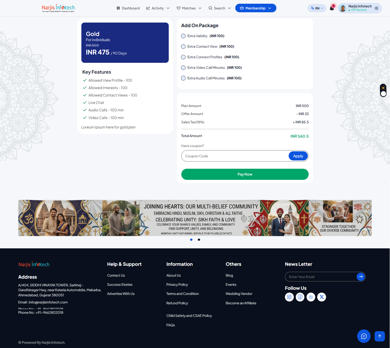 Payment Options – screen