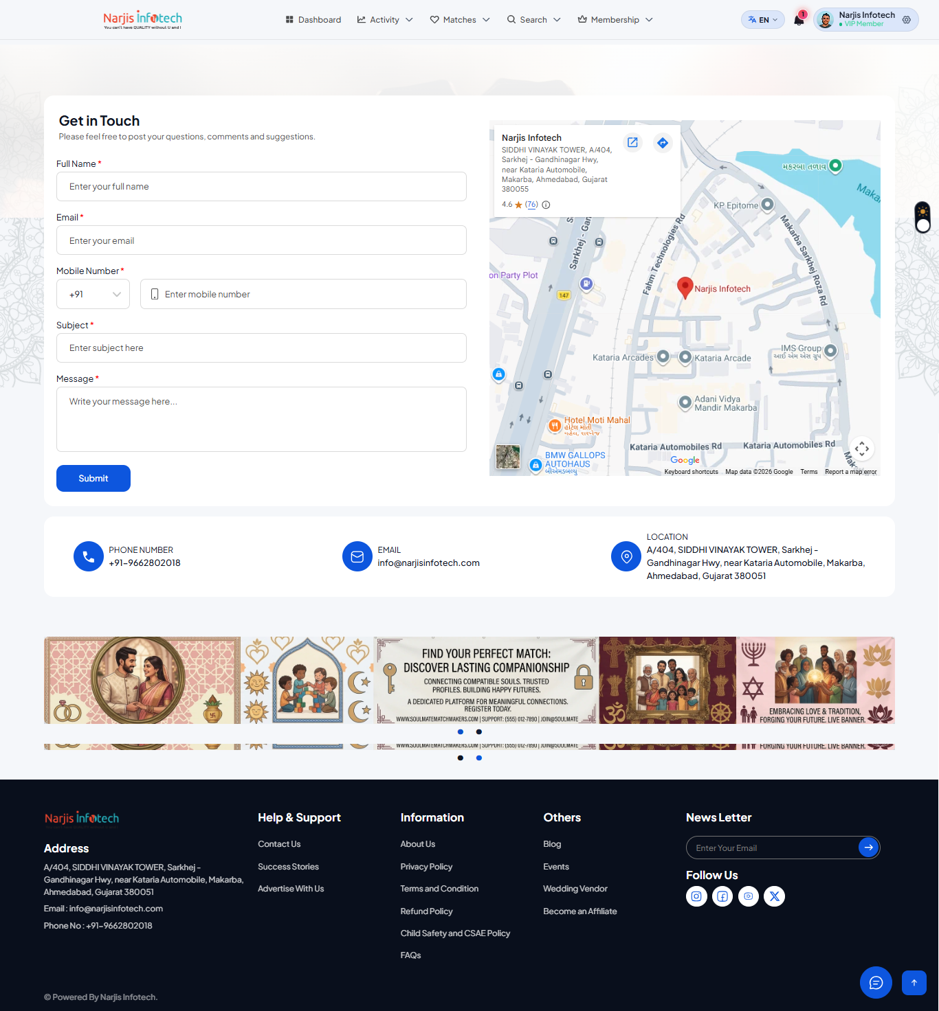 Contact Us – screen