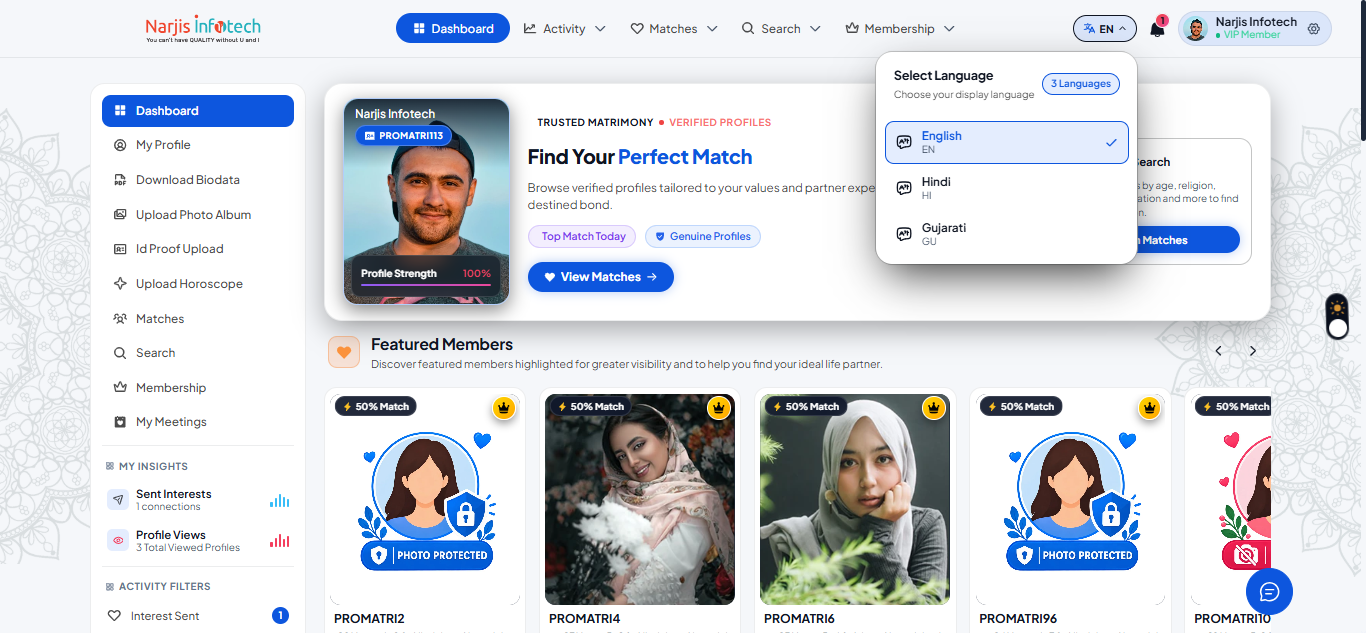 Language Selection – screen