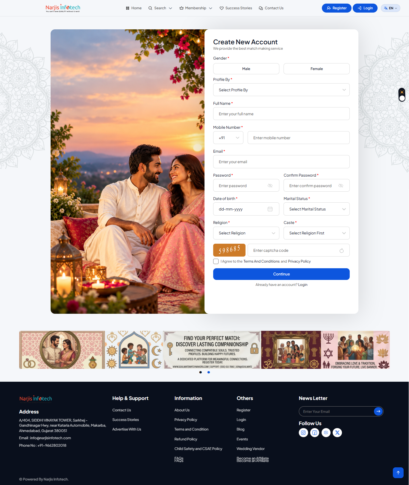 Registration – Create New Account – screen