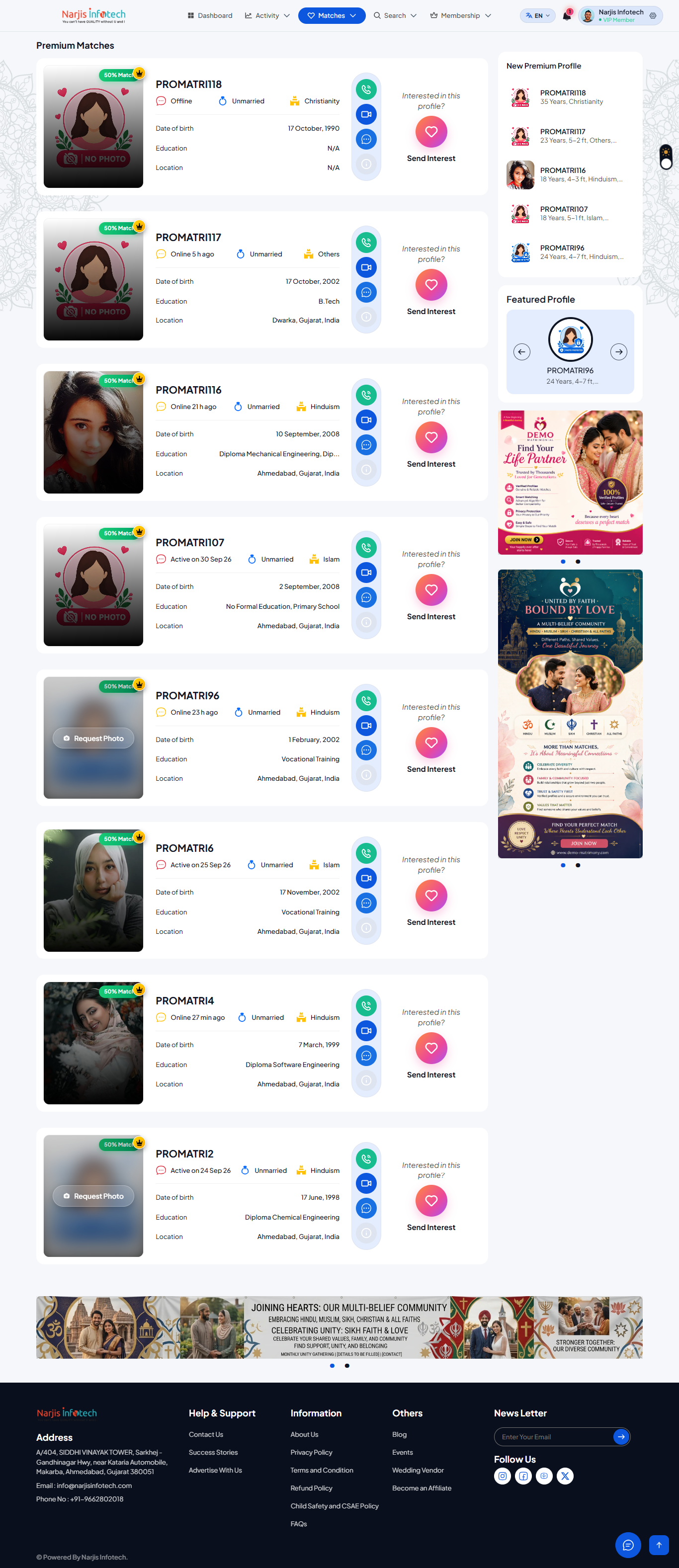 Premium & Featured Profiles – screen