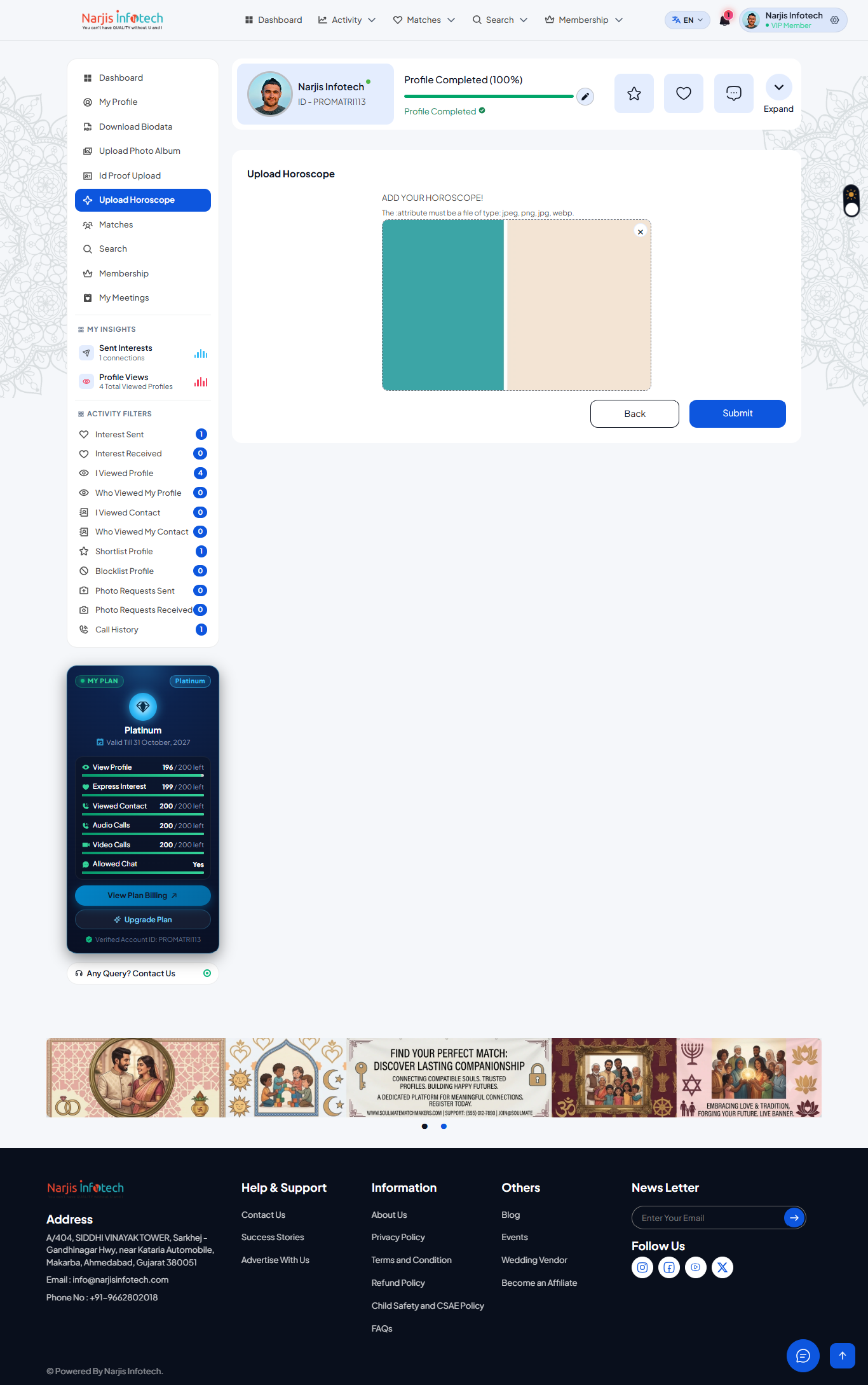 Upload Horoscope – screen