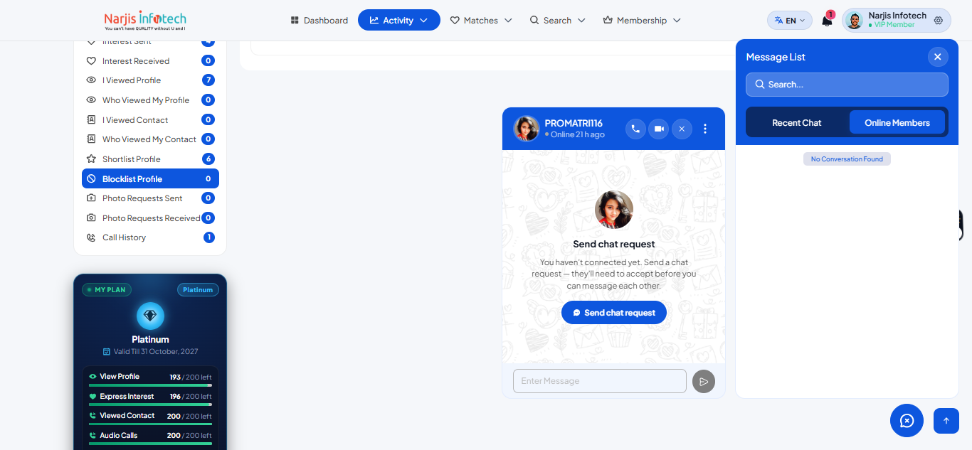 Chat/Message Flow – screen