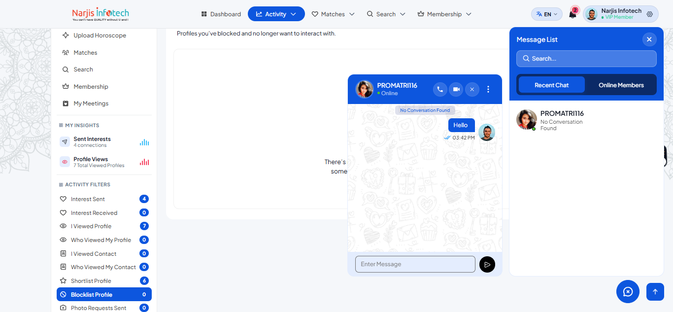 Chat/Message Flow – options and actions