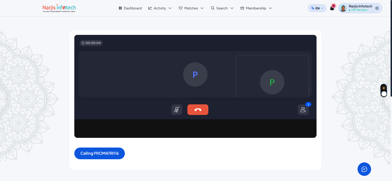 Voice & Video Calling – screen