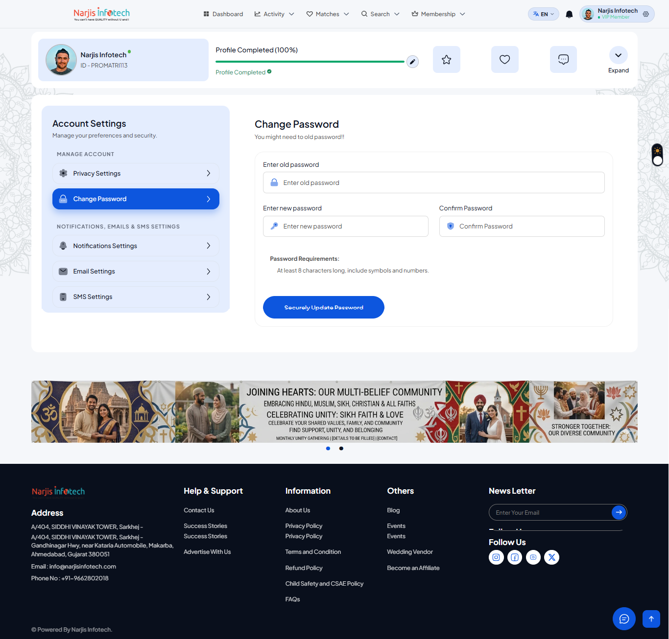 Change Password – screen