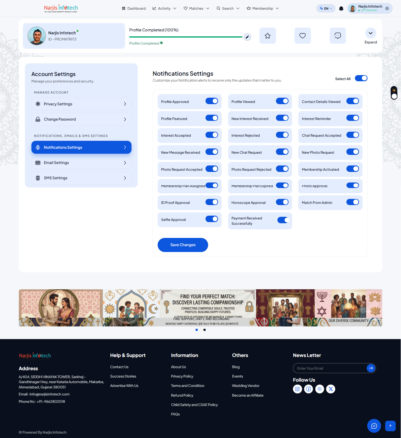 Notifications Settings – screen