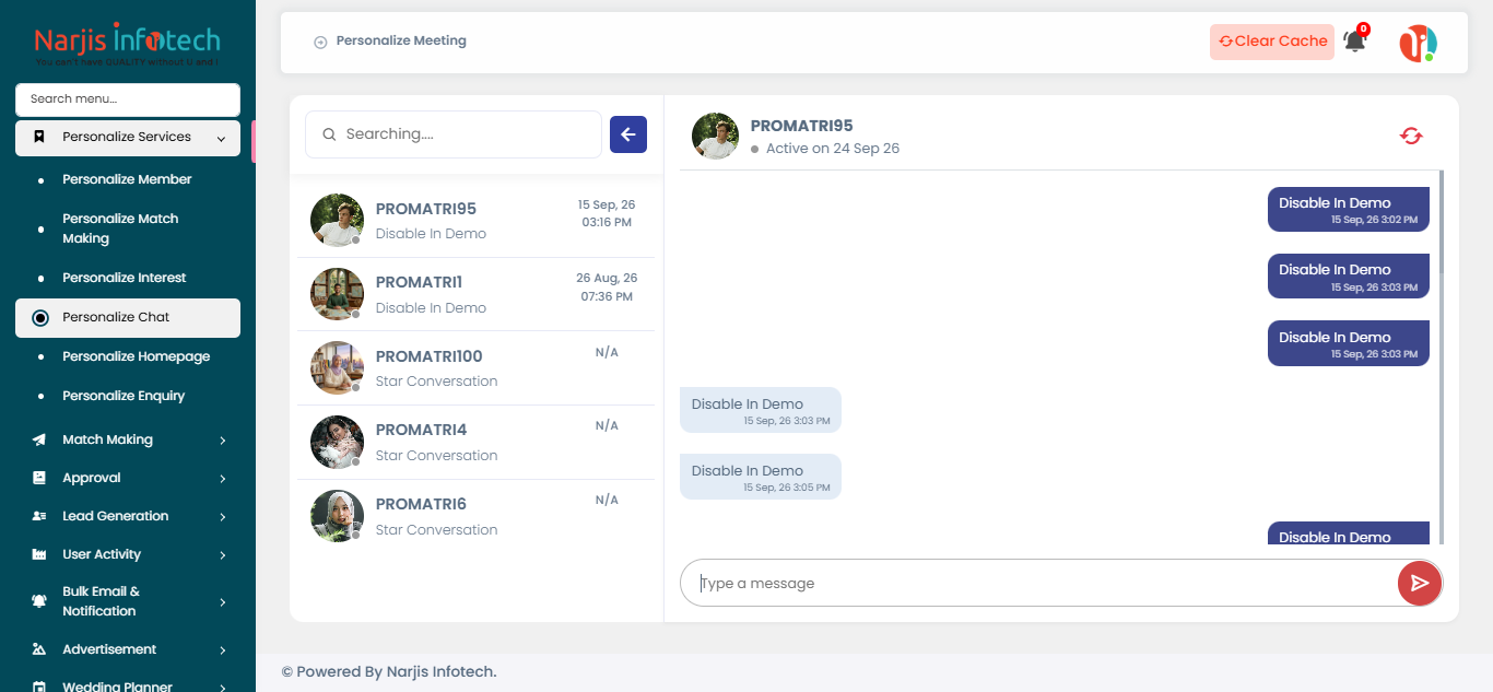 Personalize Chat – screen