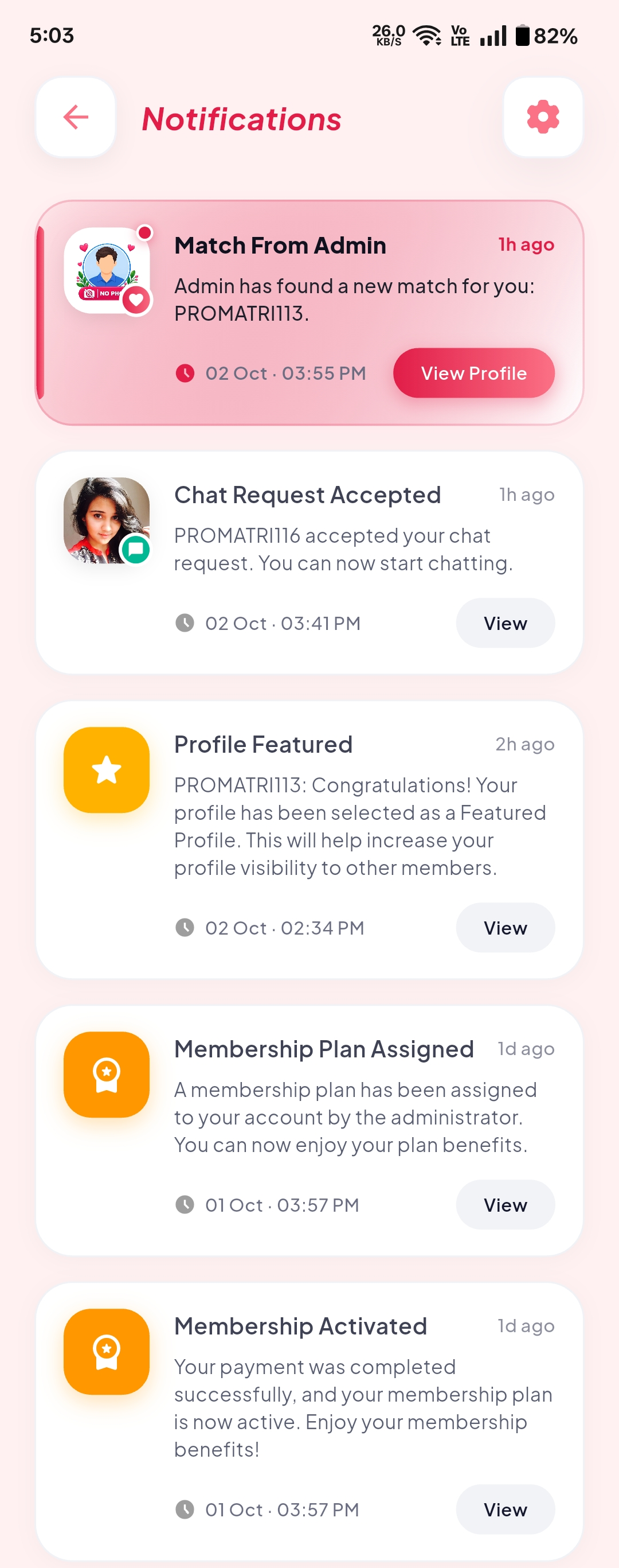 Notification – screen