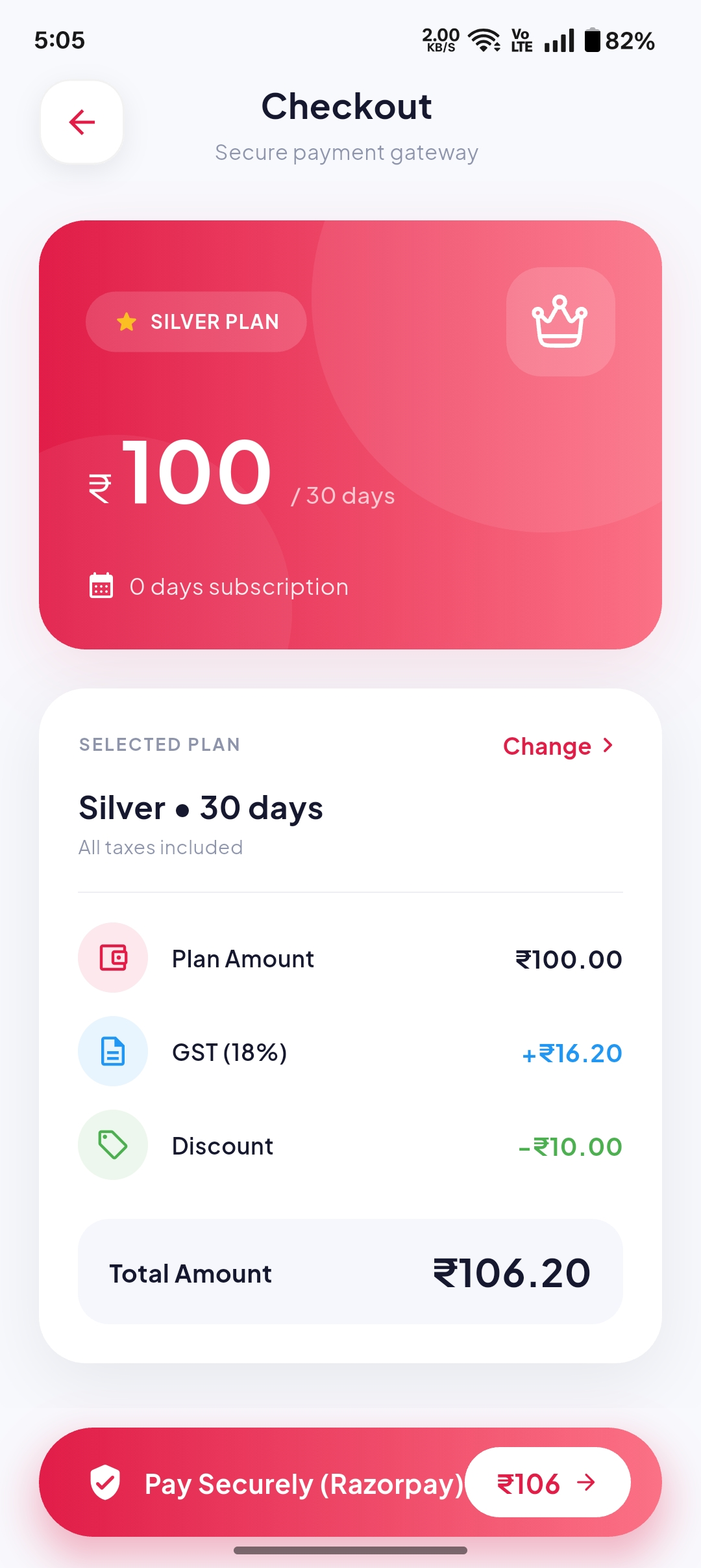 Payment Option – screen
