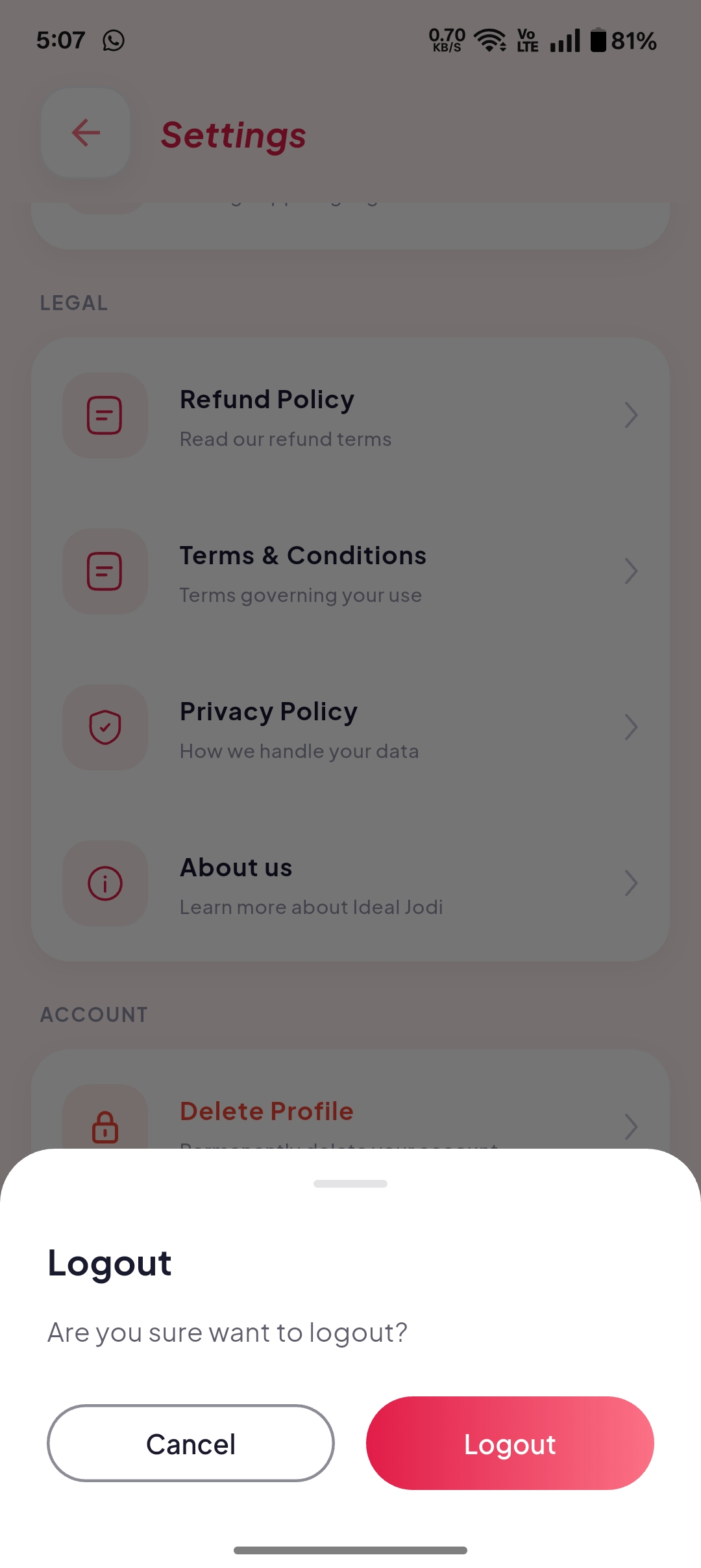 Logout – screen