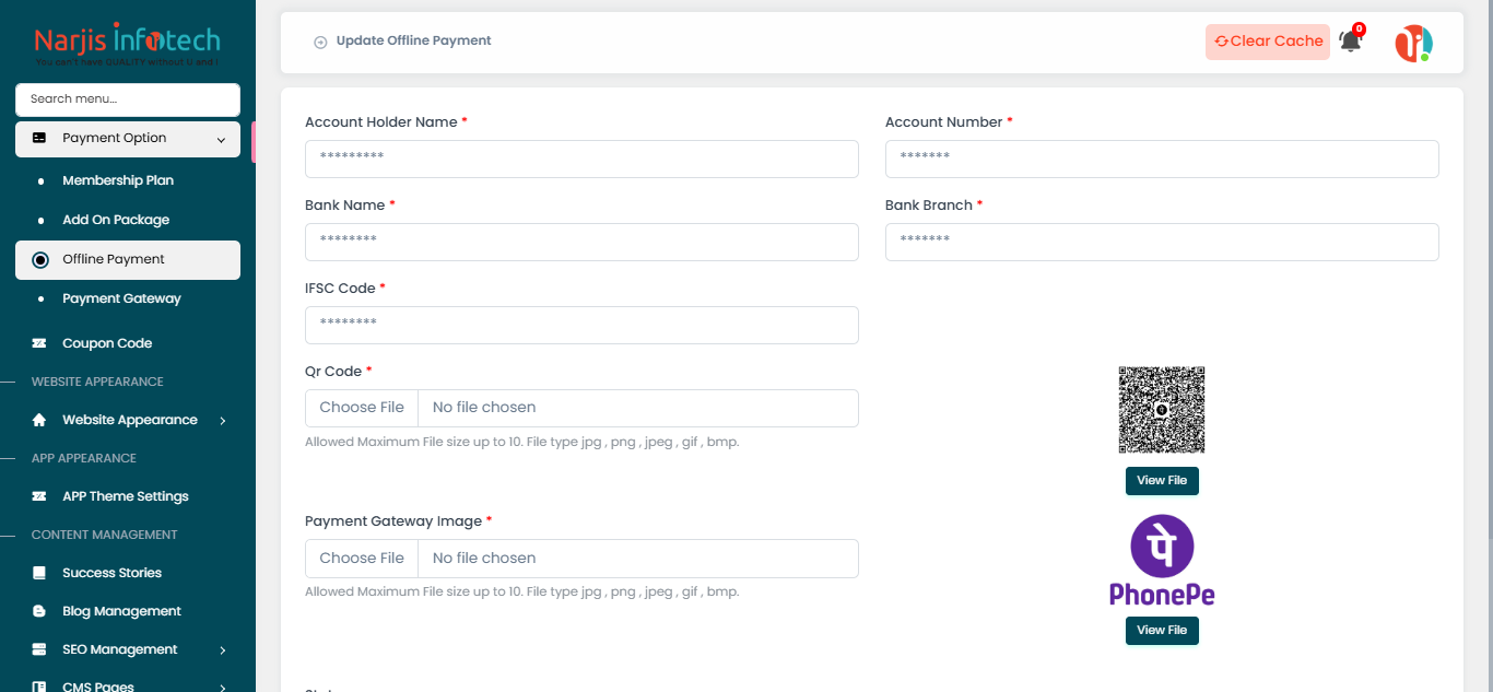 Offline Payment – screen
