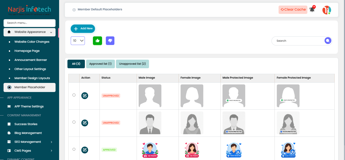 Member Placeholder – screen