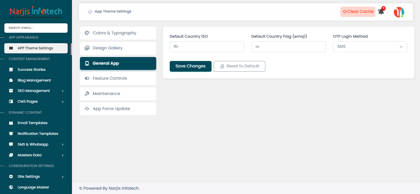 General App – screen