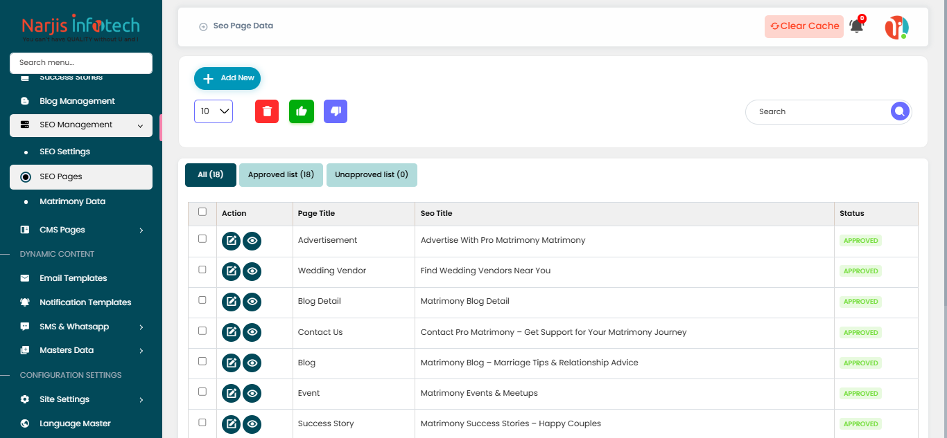 SEO Pages – screen