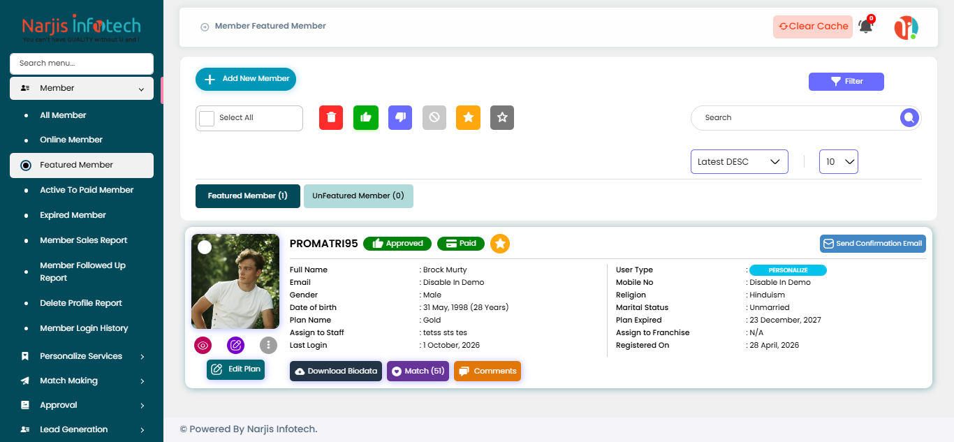 Featured Member – screen