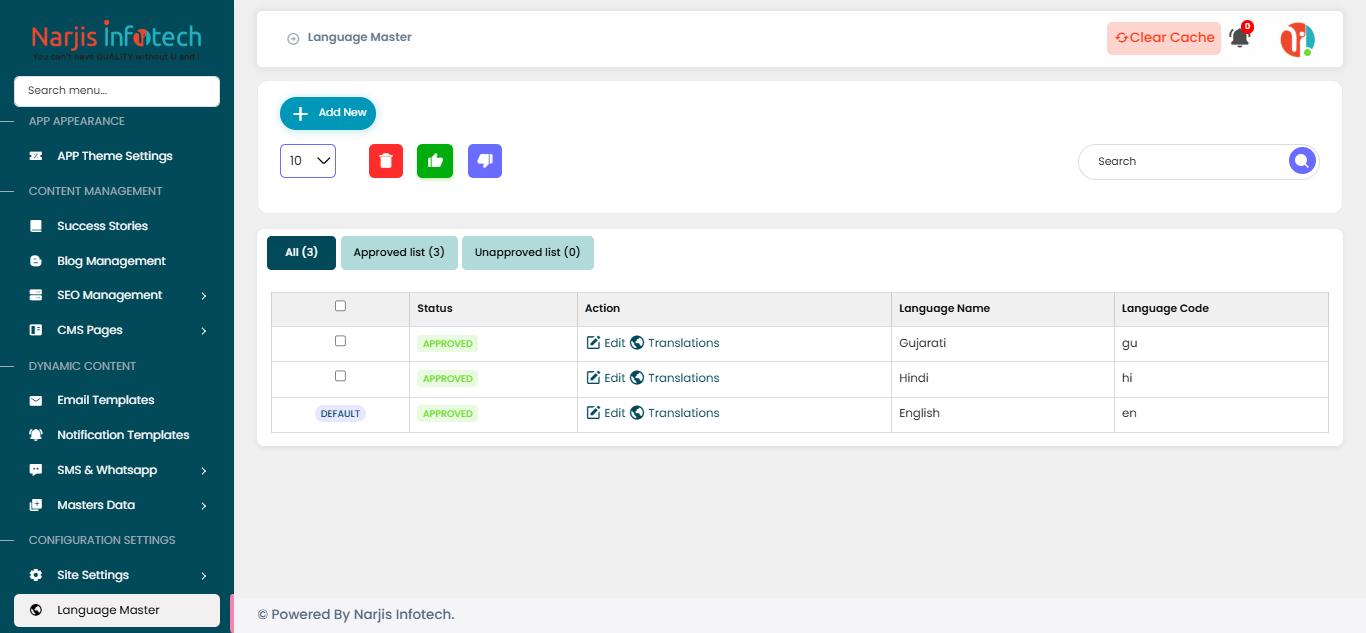 Language Master – screen